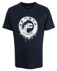 T-shirt à col rond imprimé bleu marine et blanc SPORT b. by agnès b.