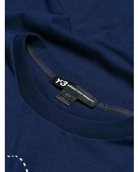 T-shirt à col rond imprimé bleu marine et blanc Y-3