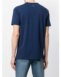 T-shirt à col rond imprimé bleu marine et blanc Pop Trading International