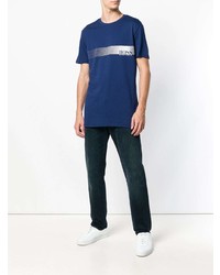 T-shirt à col rond imprimé bleu marine et blanc BOSS HUGO BOSS