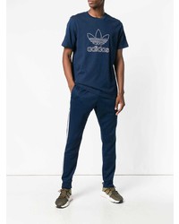 T-shirt à col rond imprimé bleu marine et blanc adidas