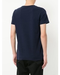 T-shirt à col rond imprimé bleu marine et blanc Cerruti 1881