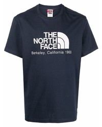 T-shirt à col rond imprimé bleu marine et blanc The North Face