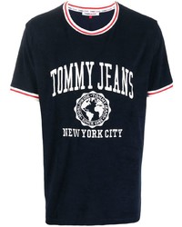 T-shirt à col rond imprimé bleu marine et blanc Tommy Jeans