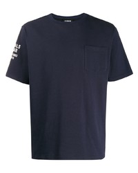 T-shirt à col rond imprimé bleu marine et blanc U.P.W.W.