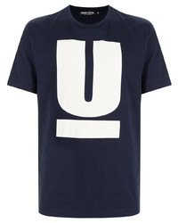 T-shirt à col rond imprimé bleu marine et blanc UNDERCOVE