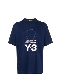 T-shirt à col rond imprimé bleu marine et blanc Y-3