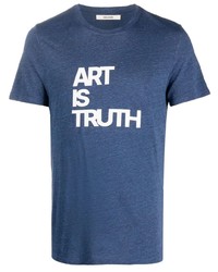 T-shirt à col rond imprimé bleu marine et blanc Zadig & Voltaire