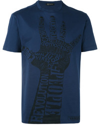 T-shirt à col rond imprimé bleu marine