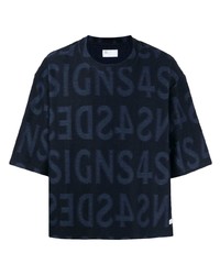 T-shirt à col rond imprimé bleu marine 4SDESIGNS