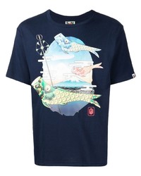 T-shirt à col rond imprimé bleu marine A Bathing Ape