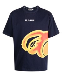 T-shirt à col rond imprimé bleu marine A Bathing Ape