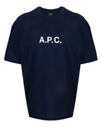 T-shirt à col rond imprimé bleu marine A.P.C.