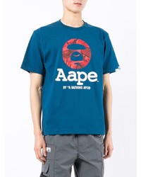 T-shirt à col rond imprimé bleu marine AAPE BY A BATHING APE