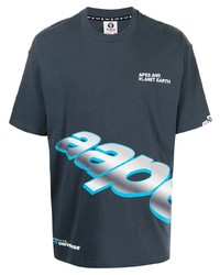 T-shirt à col rond imprimé bleu marine AAPE BY A BATHING APE