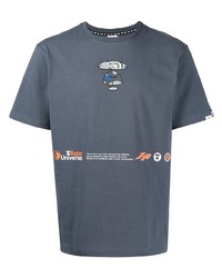 T-shirt à col rond imprimé bleu marine AAPE BY A BATHING APE