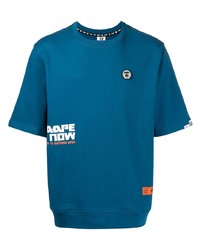 T-shirt à col rond imprimé bleu marine AAPE BY A BATHING APE