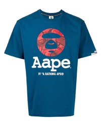 T-shirt à col rond imprimé bleu marine AAPE BY A BATHING APE