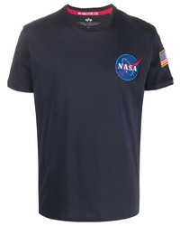 T-shirt à col rond imprimé bleu marine Alpha Industries