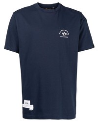 T-shirt à col rond imprimé bleu marine Alpha Industries