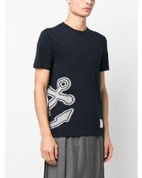 T-shirt à col rond imprimé bleu marine Thom Browne