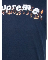 T-shirt à col rond imprimé bleu marine Supreme