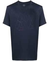 T-shirt à col rond imprimé bleu marine Armani Exchange