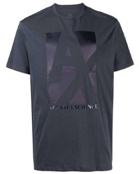 T-shirt à col rond imprimé bleu marine Armani Exchange