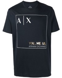 T-shirt à col rond imprimé bleu marine Armani Exchange