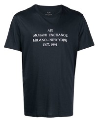 T-shirt à col rond imprimé bleu marine Armani Exchange