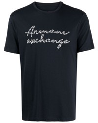 T-shirt à col rond imprimé bleu marine Armani Exchange