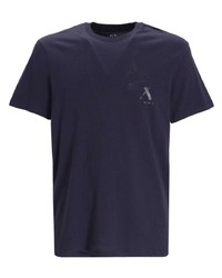 T-shirt à col rond imprimé bleu marine Armani Exchange