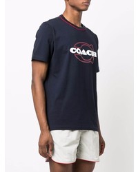 T-shirt à col rond imprimé bleu marine Coach