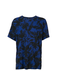 T-shirt à col rond imprimé bleu marine Attachment