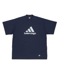T-shirt à col rond imprimé bleu marine Balenciaga