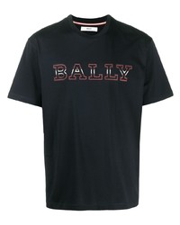 T-shirt à col rond imprimé bleu marine Bally