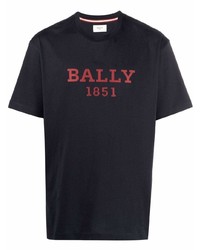 T-shirt à col rond imprimé bleu marine Bally