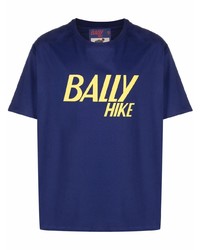 T-shirt à col rond imprimé bleu marine Bally