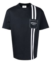 T-shirt à col rond imprimé bleu marine Bally