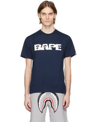 T-shirt à col rond imprimé bleu marine BAPE