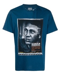 T-shirt à col rond imprimé bleu marine Barbour By Steve Mc Queen