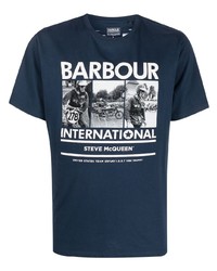 T-shirt à col rond imprimé bleu marine Barbour International
