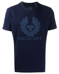 T-shirt à col rond imprimé bleu marine Belstaff