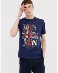 T-shirt à col rond imprimé bleu marine Ben Sherman