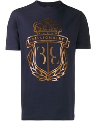 T-shirt à col rond imprimé bleu marine Billionaire