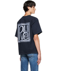 T-shirt à col rond imprimé bleu marine Rhude