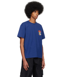 T-shirt à col rond imprimé bleu marine JW Anderson