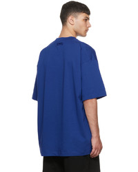 T-shirt à col rond imprimé bleu marine Vetements