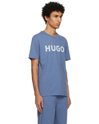 T-shirt à col rond imprimé bleu marine Hugo