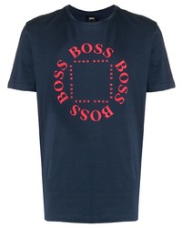 T-shirt à col rond imprimé bleu marine BOSS